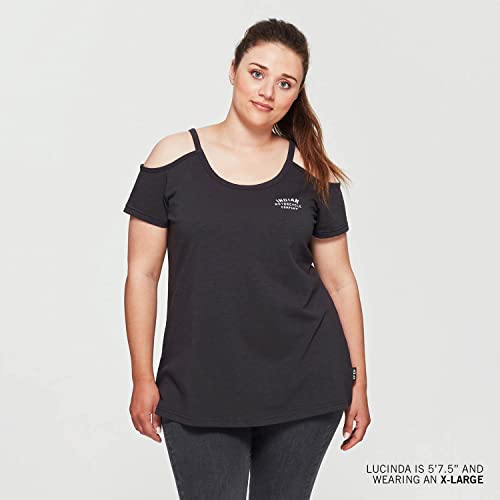 Indian Motorcycle Women's Off Shoulder T-Shirt, Charcoal