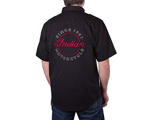 Indian Motorcycle Men's Short-Sleeve Casual Shirt, Black