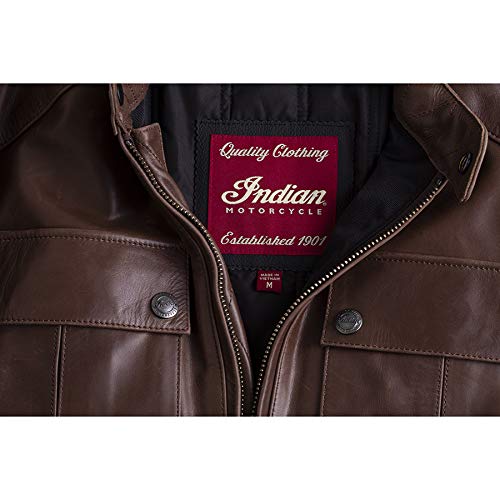 Indian Motorcycle Men's Leather Getaway Riding Jacket with Removable Liner, Brown - 2860501