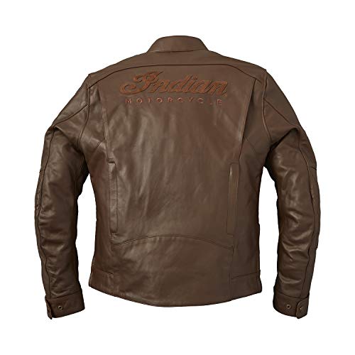Indian Motorcycle Men's Leather Getaway Riding Jacket with Removable Liner, Brown - 2860501