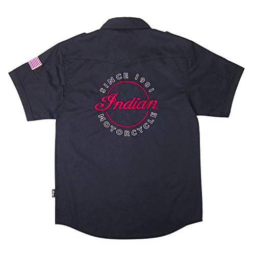 Indian Motorcycle Men's Short-Sleeve Casual Shirt, Black