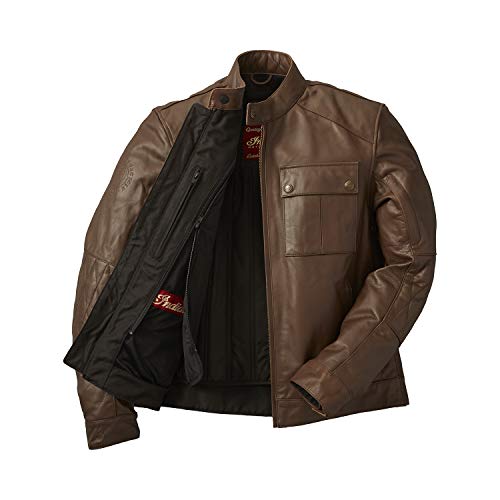 Indian Motorcycle Men's Leather Getaway Riding Jacket with Removable Liner, Brown - 2860501