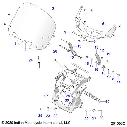 Indian Motorcycle Windshield Touring Kit, Genuine OEM Part 2881796