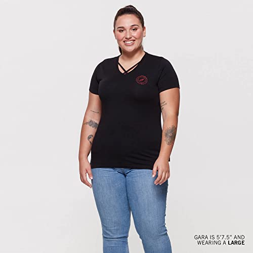 Indian Motorcycle Women's Glitter Graphic T-Shirt, Black
