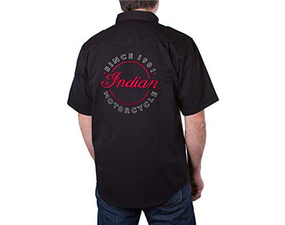 Indian Motorcycle Men's Short-Sleeve Casual Shirt, Black