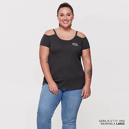 Indian Motorcycle Women's Off Shoulder T-Shirt, Charcoal