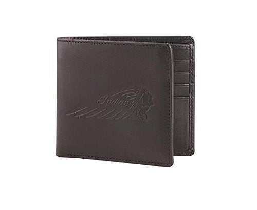 Indian Motorcycle Leather Bi-Fold Wallet with Embossed Logo, Black