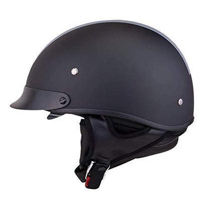 Indian Motorcycle Half Helmet with Gray Stripe, Black