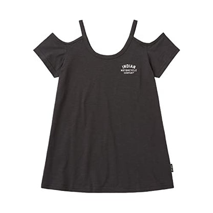 Indian Motorcycle Women's Off Shoulder T-Shirt, Charcoal