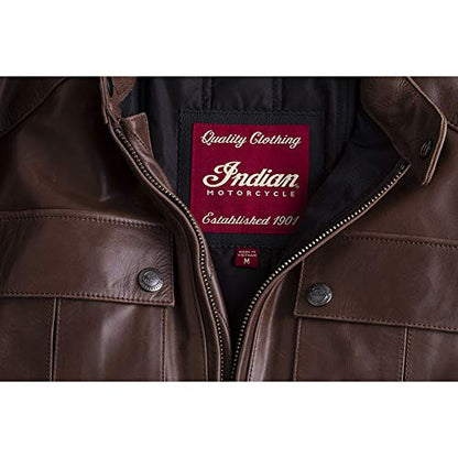 Indian Motorcycle Men's Leather Getaway Riding Jacket with Removable Liner, Brown - 2860501