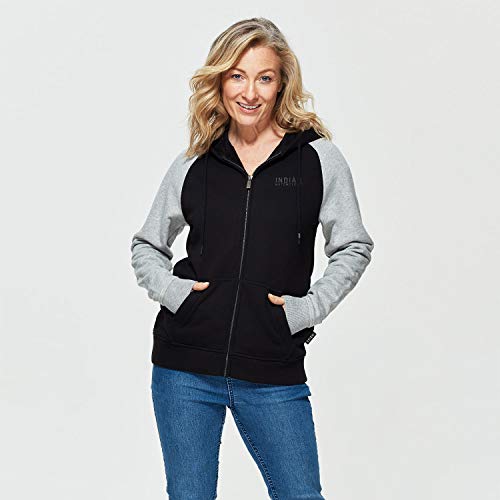 Indian Motorcycle Women's Contrast Sleeve Hoodie Sweatshirt, Black