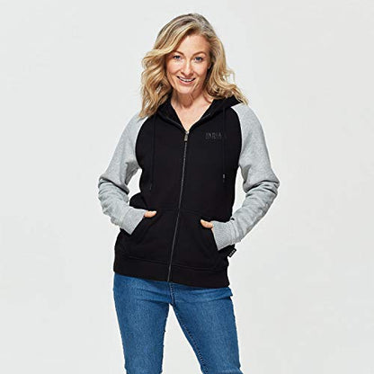 Indian Motorcycle Women's Contrast Sleeve Hoodie Sweatshirt, Black