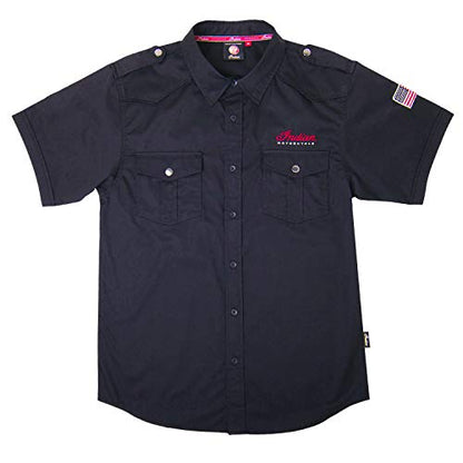 Indian Motorcycle Men's Short-Sleeve Casual Shirt, Black