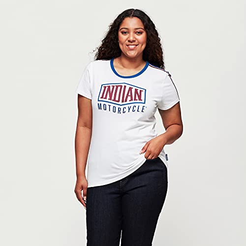 Indian Motorcycle Women's Stripe Sleeve T-Shirt, White
