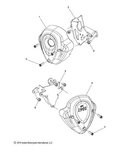 Polaris Indian Motorcycle Thermostat Cover, Right, Chrome, Genuine OEM Part 5633371-156