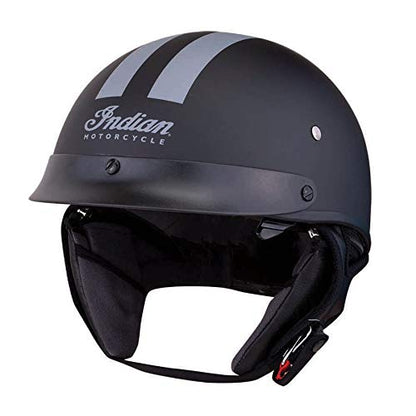 Indian Motorcycle Half Helmet with Gray Stripe, Black