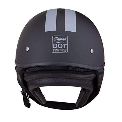 Indian Motorcycle Half Helmet with Gray Stripe, Black