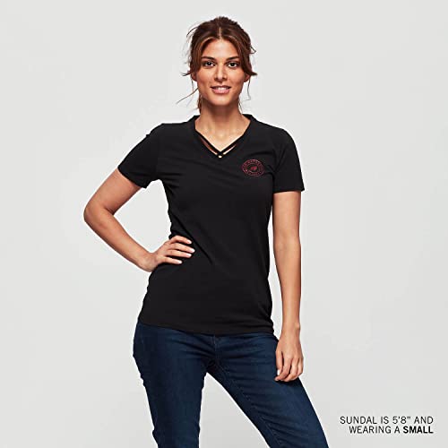 Indian Motorcycle Women's Glitter Graphic T-Shirt, Black