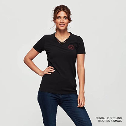 Indian Motorcycle Women's Glitter Graphic T-Shirt, Black