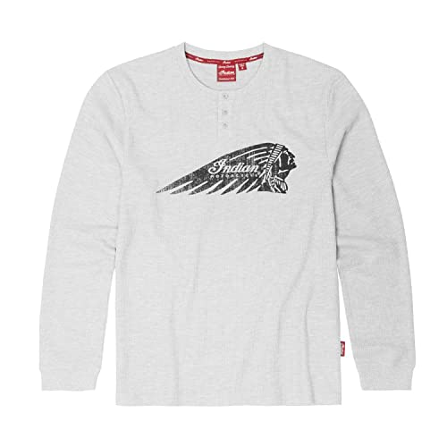 Indian Motorcycle Men's Authentic Waffle Long Sleeve T-Shirt, Gray