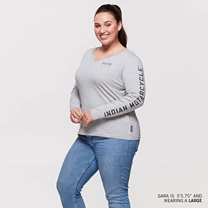Indian Motorcycle Women's Sleeve Print Long Sleeve T-Shirt, Gray
