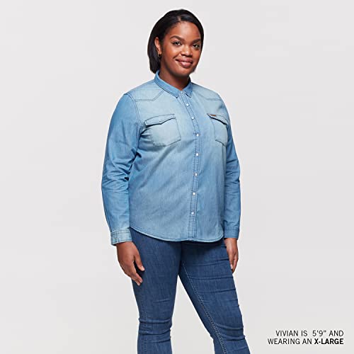 Indian Motorcycle Women's Western Denim Shirt, Blue