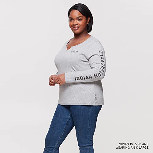 Indian Motorcycle Women's Sleeve Print Long Sleeve T-Shirt, Gray