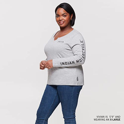 Indian Motorcycle Women's Sleeve Print Long Sleeve T-Shirt, Gray