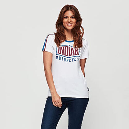 Indian Motorcycle Women's Stripe Sleeve T-Shirt, White