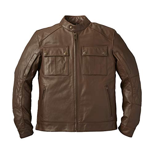 Indian Motorcycle Men's Leather Getaway Riding Jacket with Removable Liner, Brown - 2860501