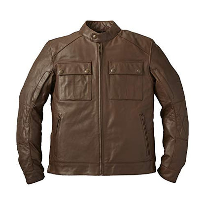 Indian Motorcycle Men's Leather Getaway Riding Jacket with Removable Liner, Brown - 2860501