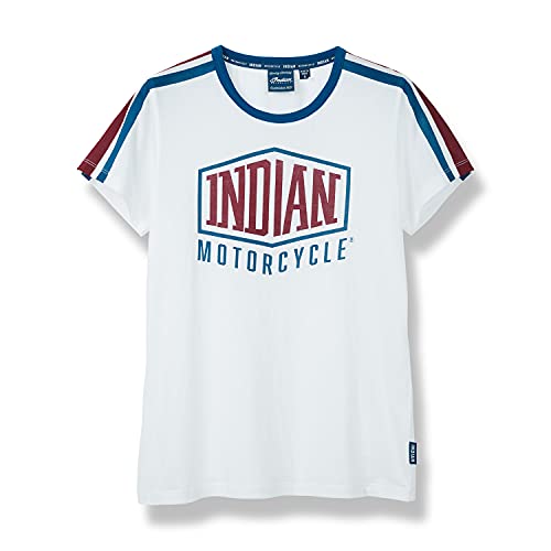 Indian Motorcycle Women's Stripe Sleeve T-Shirt, White