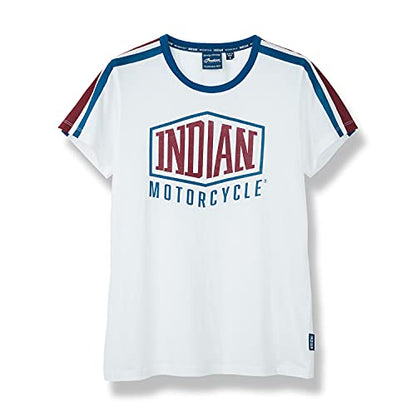 Indian Motorcycle Women's Stripe Sleeve T-Shirt, White