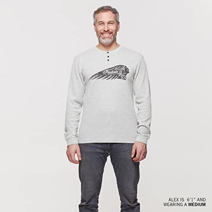 Indian Motorcycle Men's Authentic Waffle Long Sleeve T-Shirt, Gray