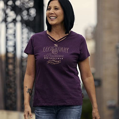 Indian Motorcycle Women's Rose Gold Print T-Shirt, Purple