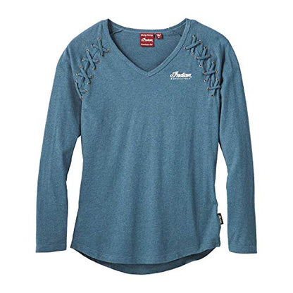 Indian Motorcycle Women's Long Sleeve Laced T-Shirt, Teal