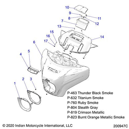 Indian Motorcycle Fairing, Front, Flat Black, Genuine OEM Part 5454594-463