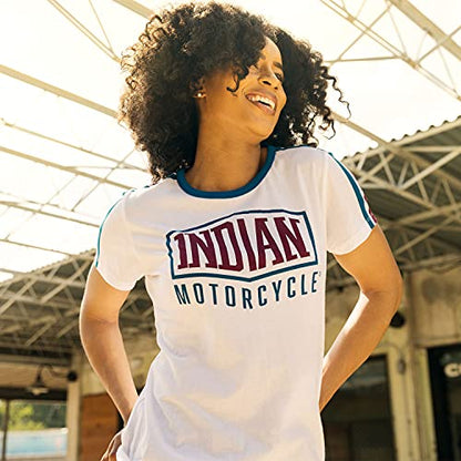Indian Motorcycle Women's Stripe Sleeve T-Shirt, White