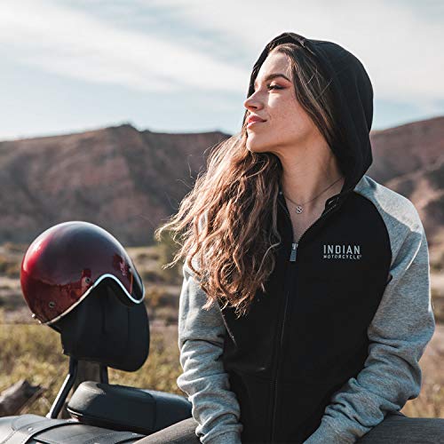 Indian Motorcycle Women's Contrast Sleeve Hoodie Sweatshirt, Black